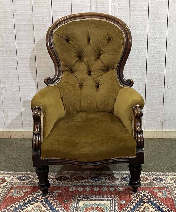 Fauteuil Victorien 19ème en acajou
