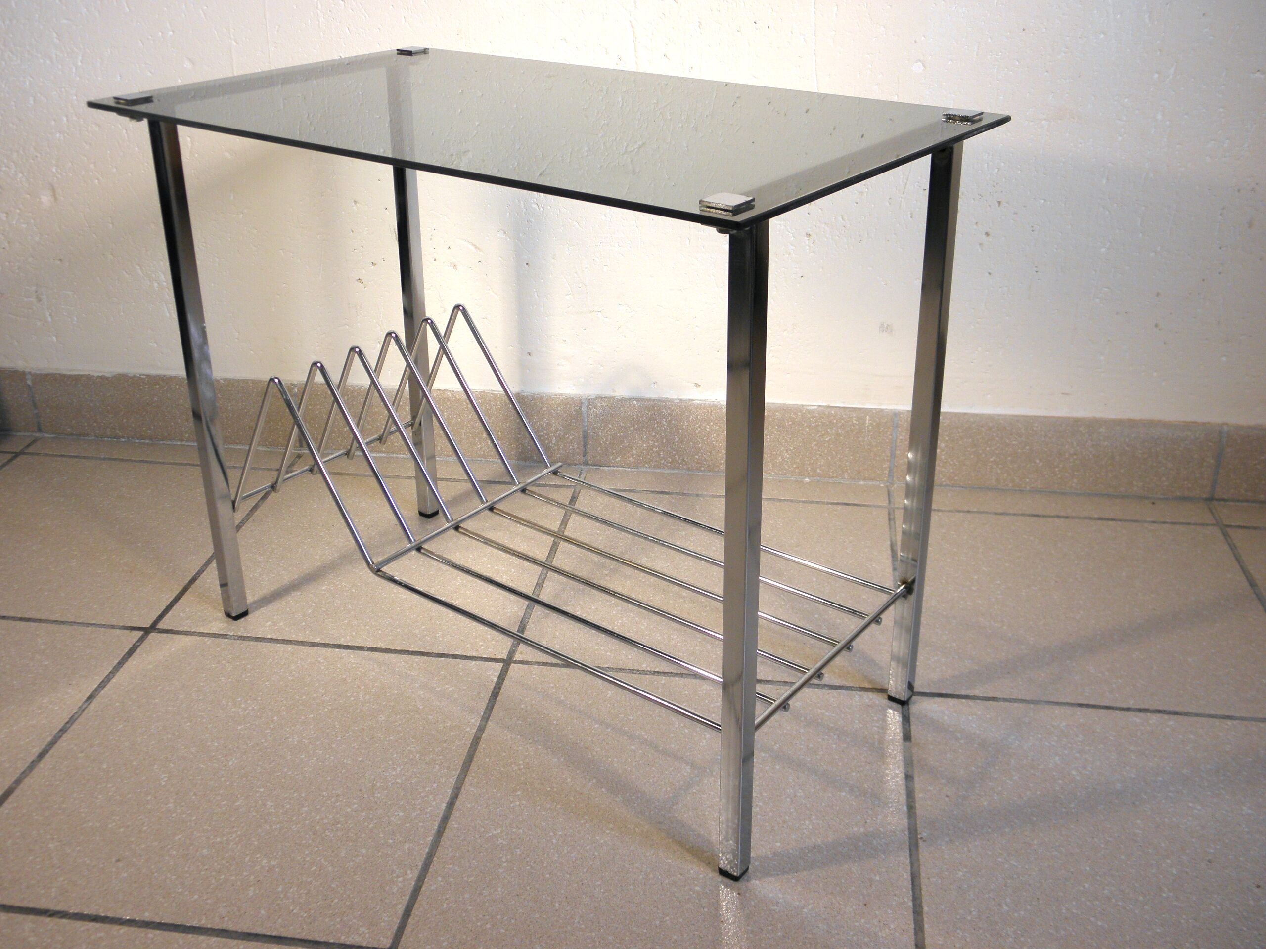 Glass and chrome coffee table 1970