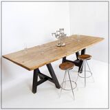 Large dining table wooden doors top mounted on black handles