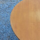 1950s round oak table, 2 heights, central quadripod leg