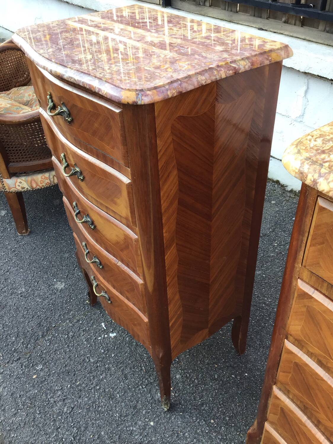 Pair of Louis XV style marquetry chiffonniers