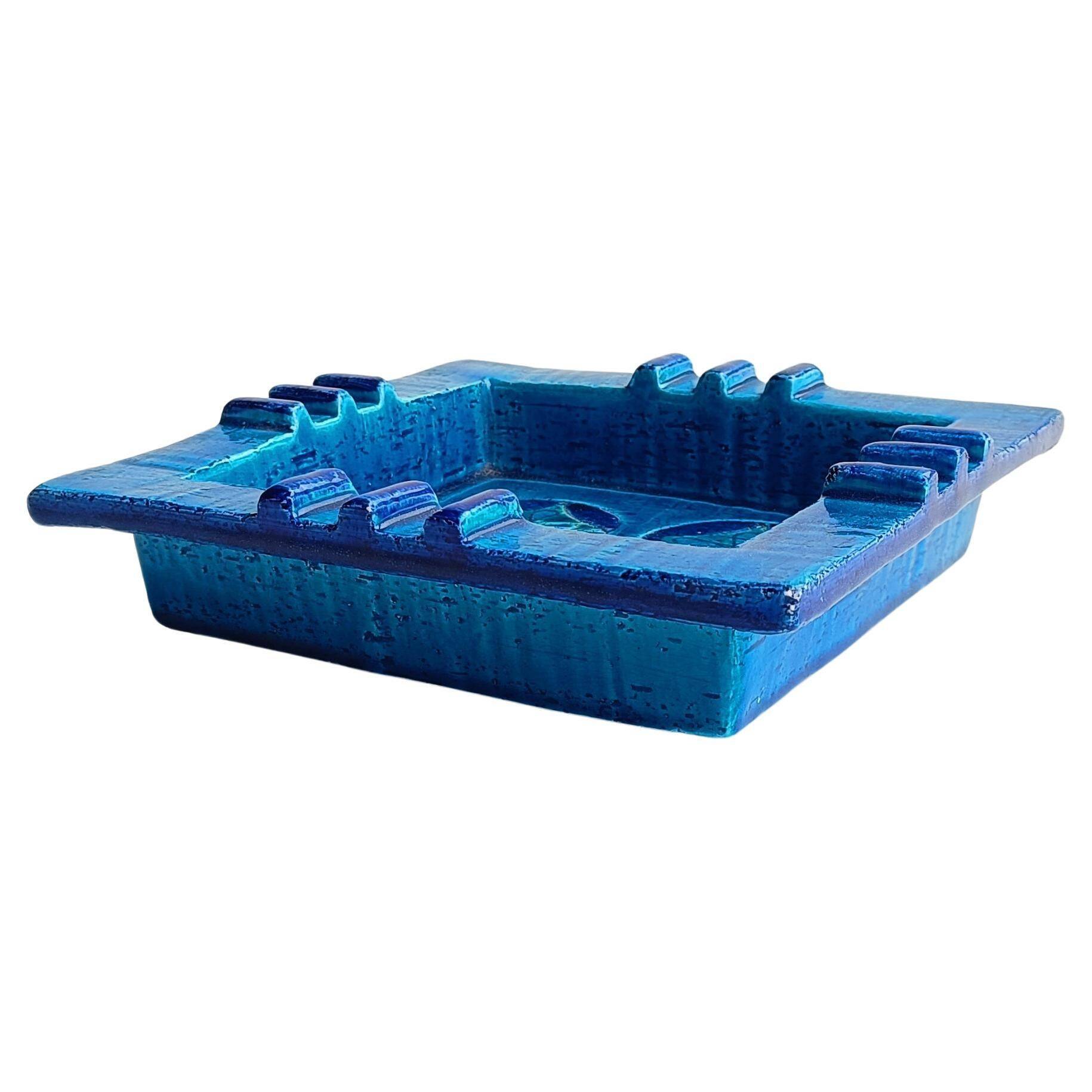 Bitossi by Aldo Londi Rimini Blu Glazed Ceramic Ashtray Vide-Poche, Italy  1960s