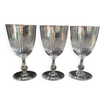 3 Water glasses – Blown and cut crystal