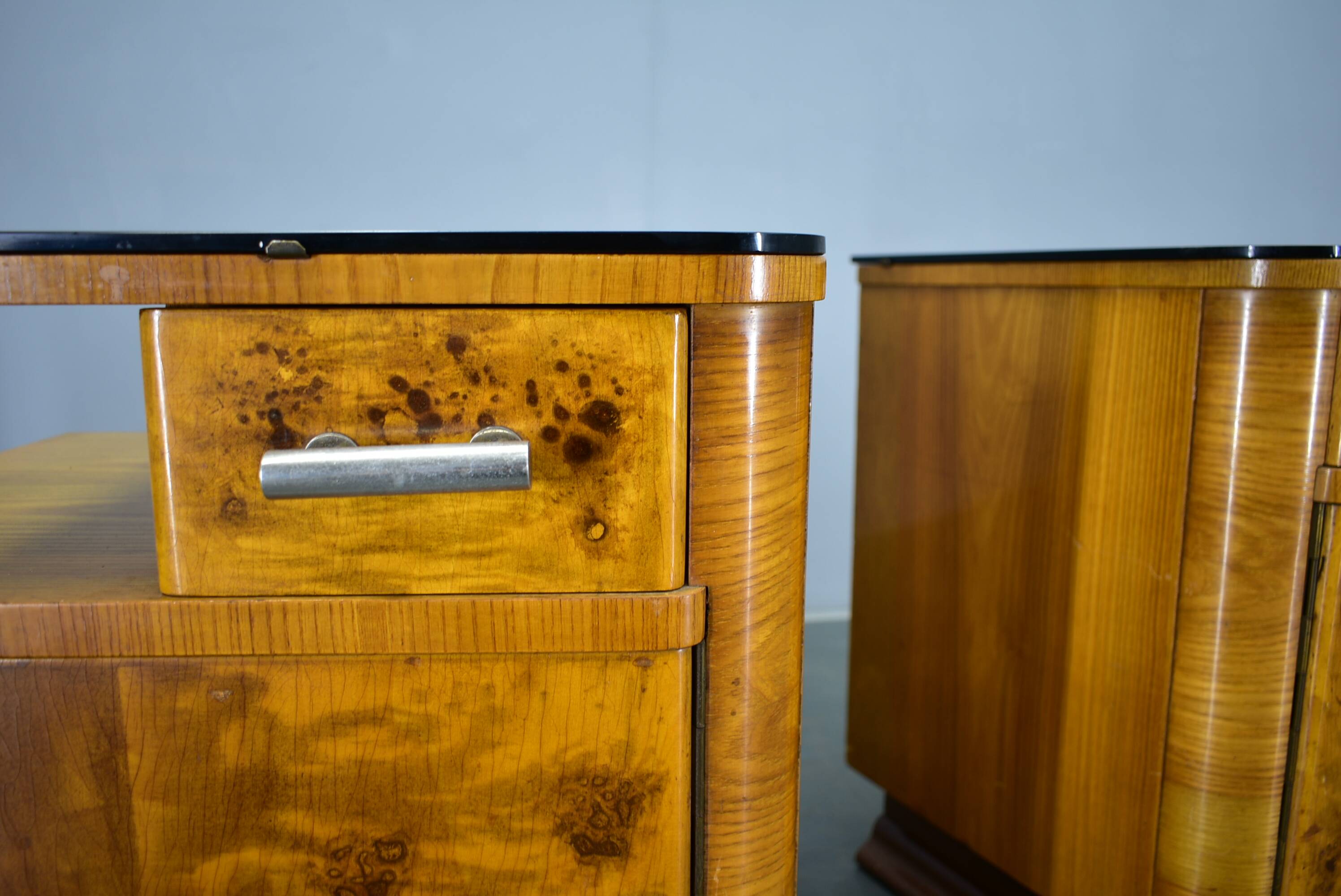 1942s set of bedside tables by Jindrich Halabala, Czechoslovakia
