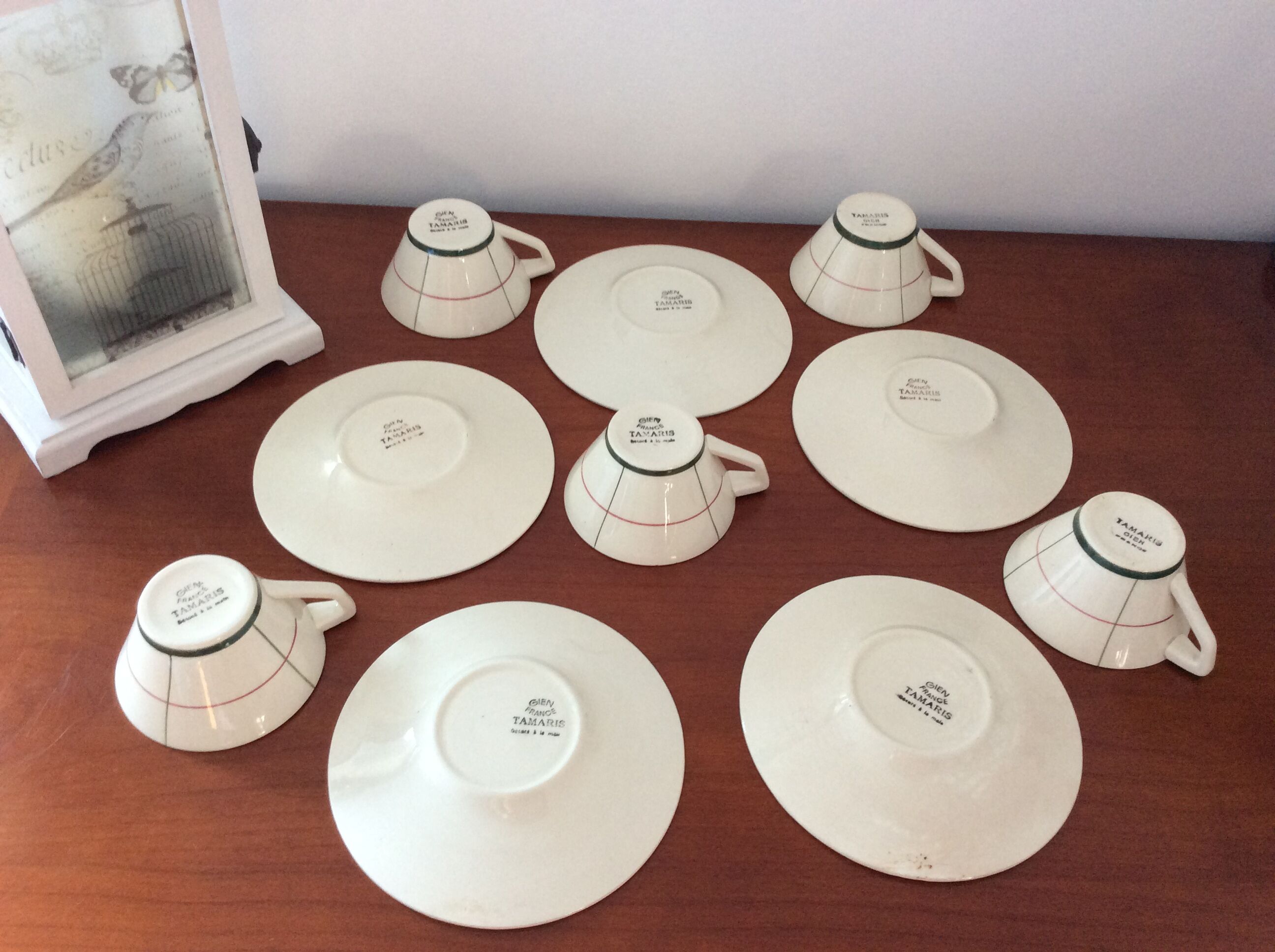 Set of 5 cups and 5 under cup old gien model tamaris