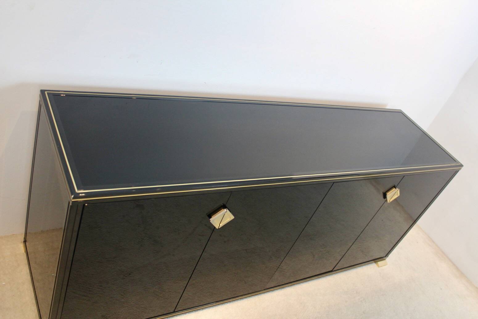 Pierre Vandel Paris Black Lacquered French Sideboard