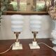 Pair of Art Deco marble and opaline lamps