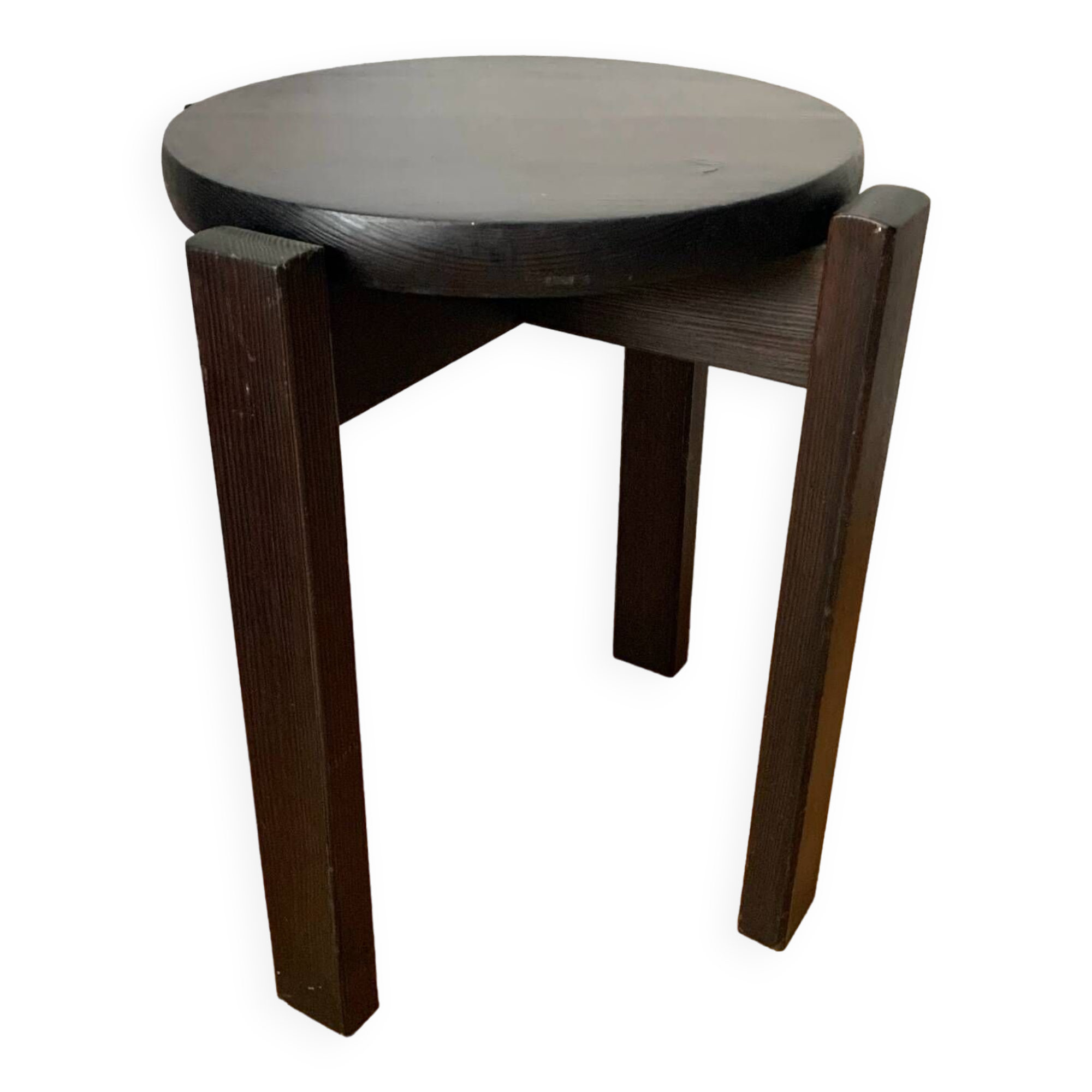 Black lacquered wooden stool