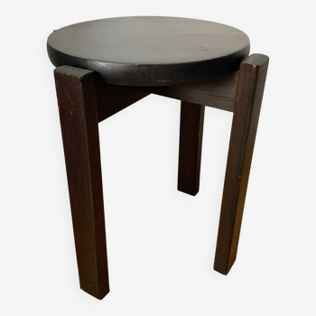 Black lacquered wooden stool