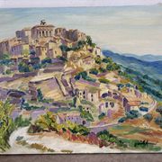 Gordes, village in the Luberon, oil on canvas signed Gisèle Renaut