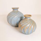 Paire de vases en céramique "Turkos" de style milieu du siècle, Ewald Dahlskog, Bo Fajans, Suède