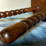 Vintage tripod stool in solid wooden twisted feet