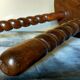 Vintage tripod stool in solid wooden twisted feet
