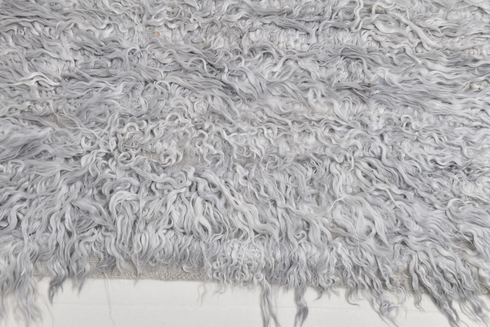 Wool gray turkish runner rug 262x96cm
