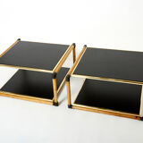 Pair of Italian coffee tables Alberto Smania bamboo brass 1970