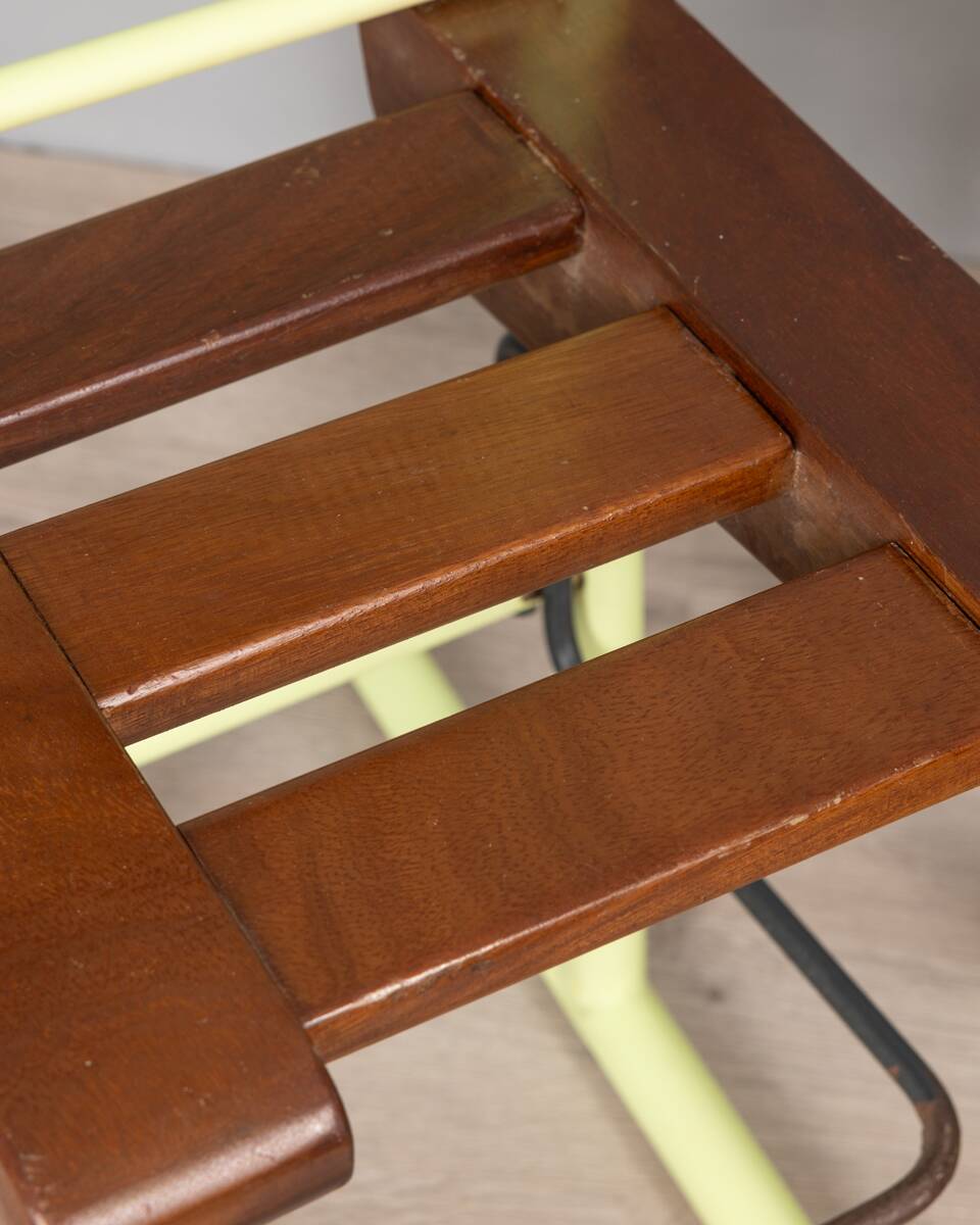 Pair of vintage 70s stools in iron and wood italian design