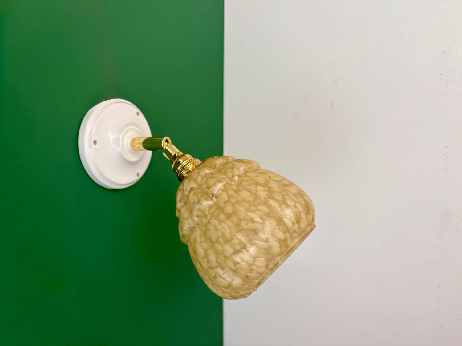 Vintage glass globe wall light in yellow from Clichy.
