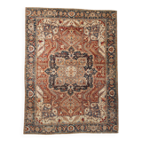 1960s Antique Red & Navy Blue Classic Persian Rug, 287x386Cm