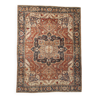 1960s Antique Red & Navy Blue Classic Persian Rug, 287x386Cm