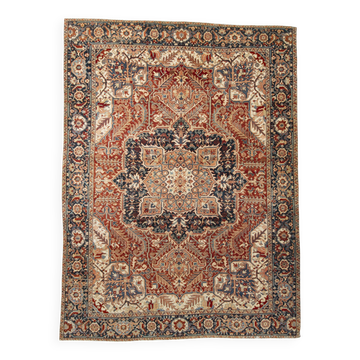 1960s Antique Red & Navy Blue Classic Persian Rug, 287x386Cm