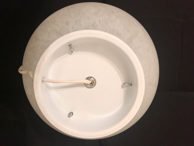 Egg lamp speckled white glass