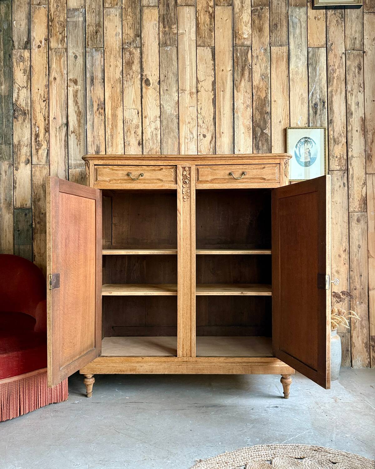 Large antique high oak sideboard