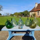 Lot of 13 Dame Jeanne, Bottles, Old Glass Flasks