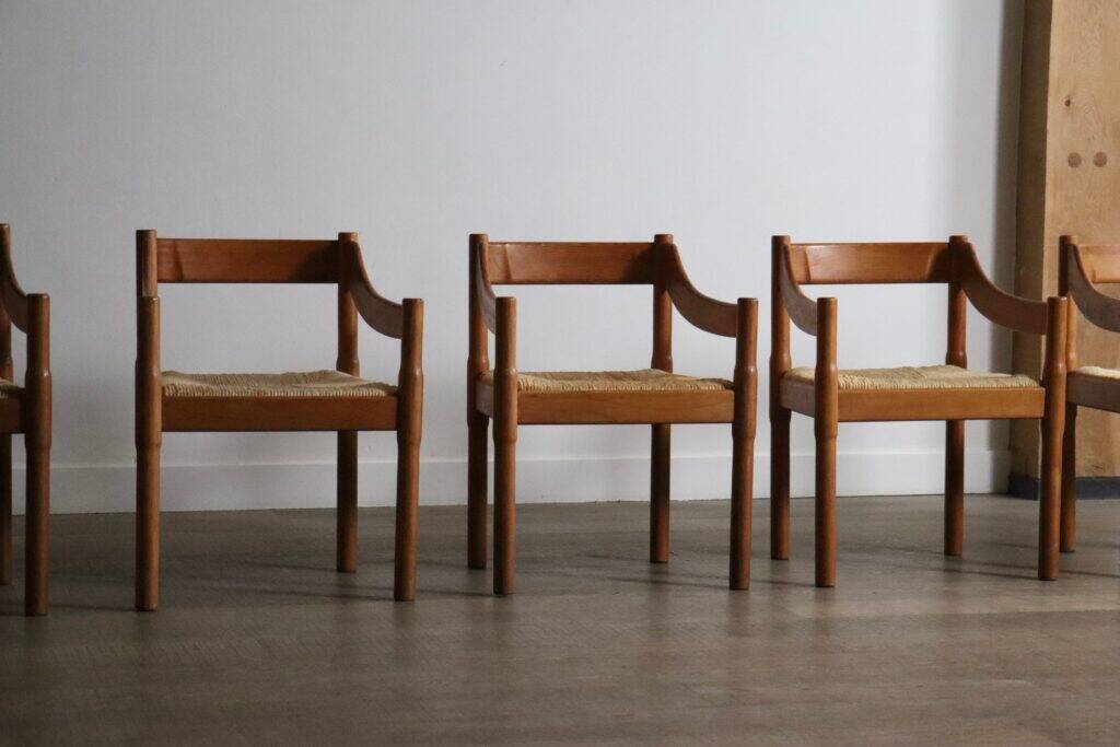 5 chaises Carimate par Vico Magistretti, Italie 1960