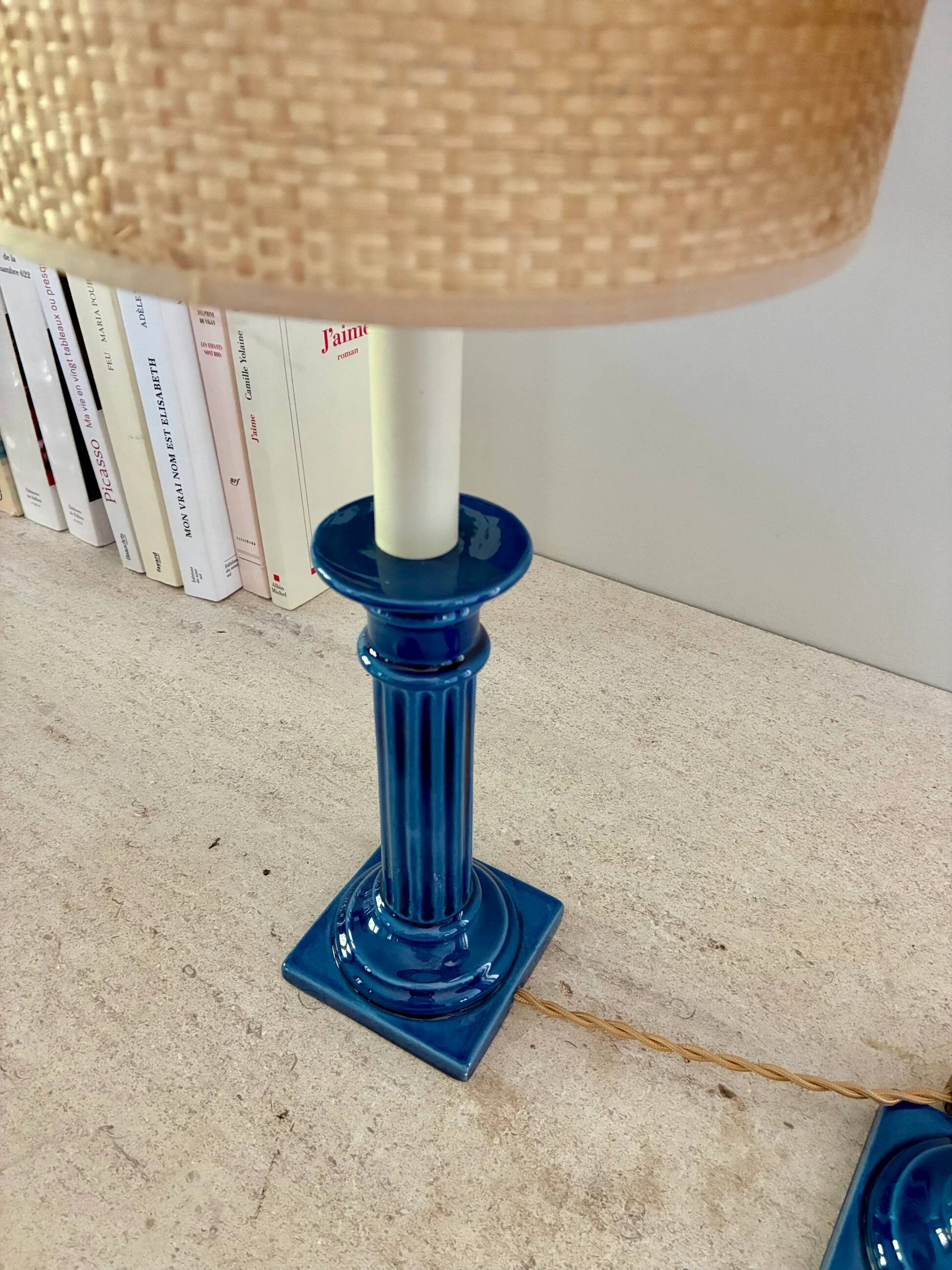 Pair of "Blue Sky" ceramic lamps, 1970