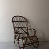 Vintage Dutch rattan armchair with armrest, 1960s