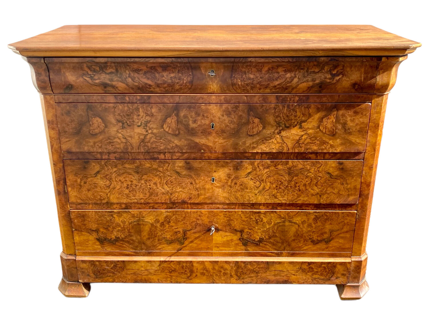 Walnut burl commode, 19th century, Louis Philippe style.