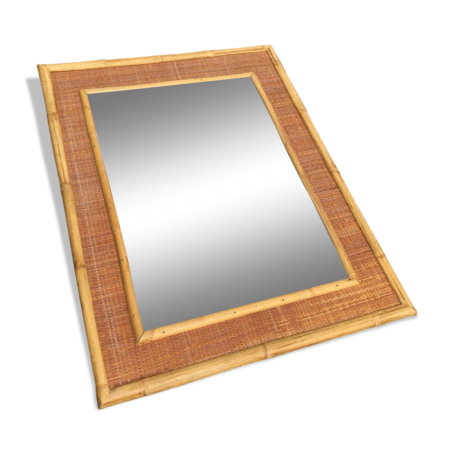 Rattan and bamboo mirror Dal Vera Italy 1960s