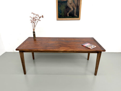 Oak dining table with tapered legs, 1970s.