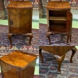 English art deco bedside in walnut magnifying glass