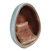 Brown leather industrial egg chair "shell"