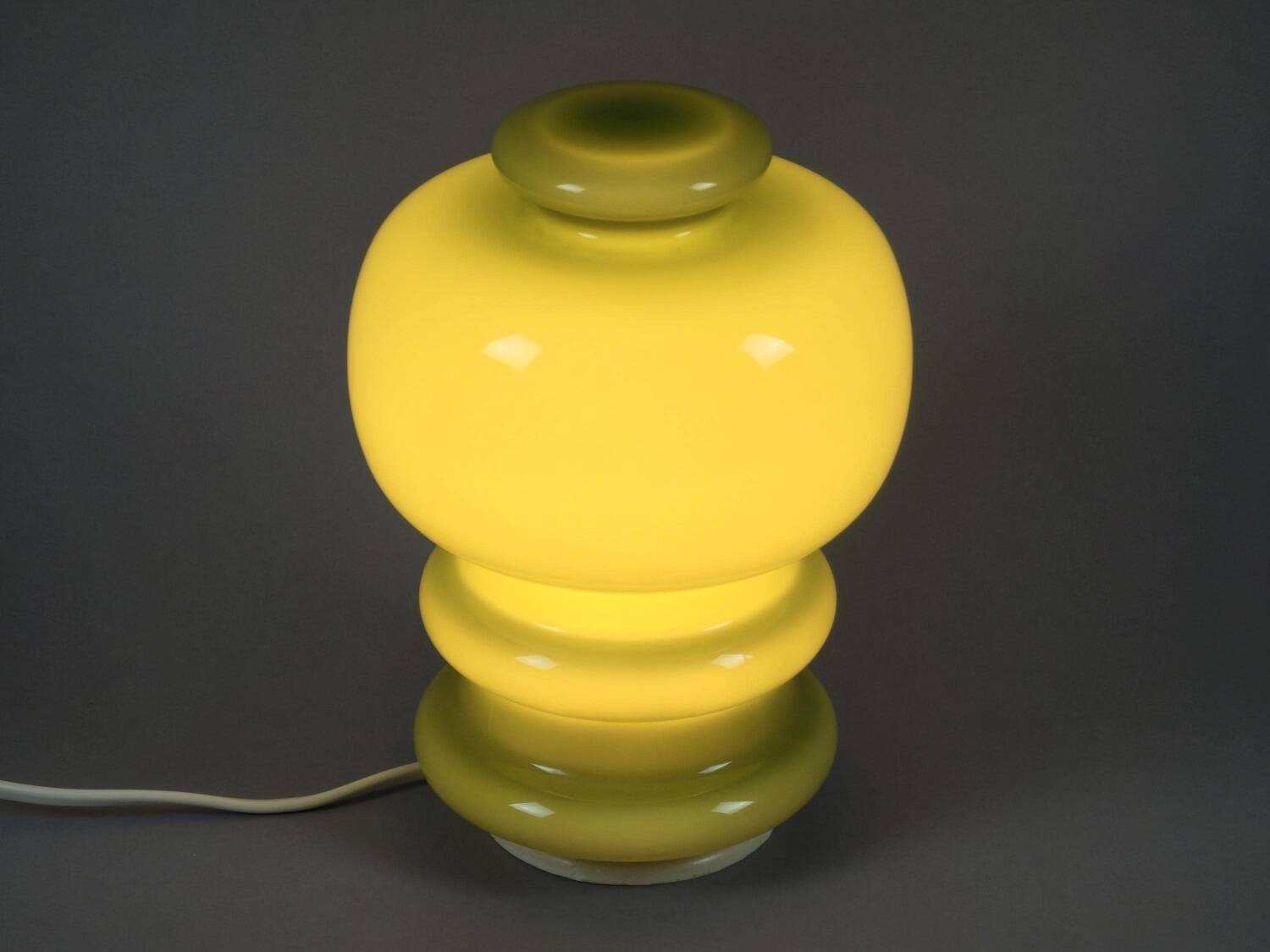 Vintage 1970s Green Cased-Glass Mushroom Lamp From Sweden.