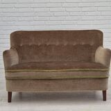 1960s, Danish 2 seater sofa, original condition, furniture velour, beech wood legs.