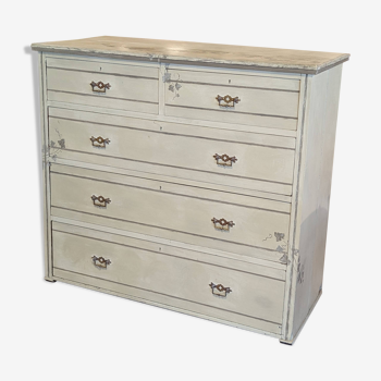 Large patinated chest of drawers