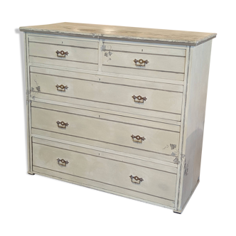 Large patinated chest of drawers