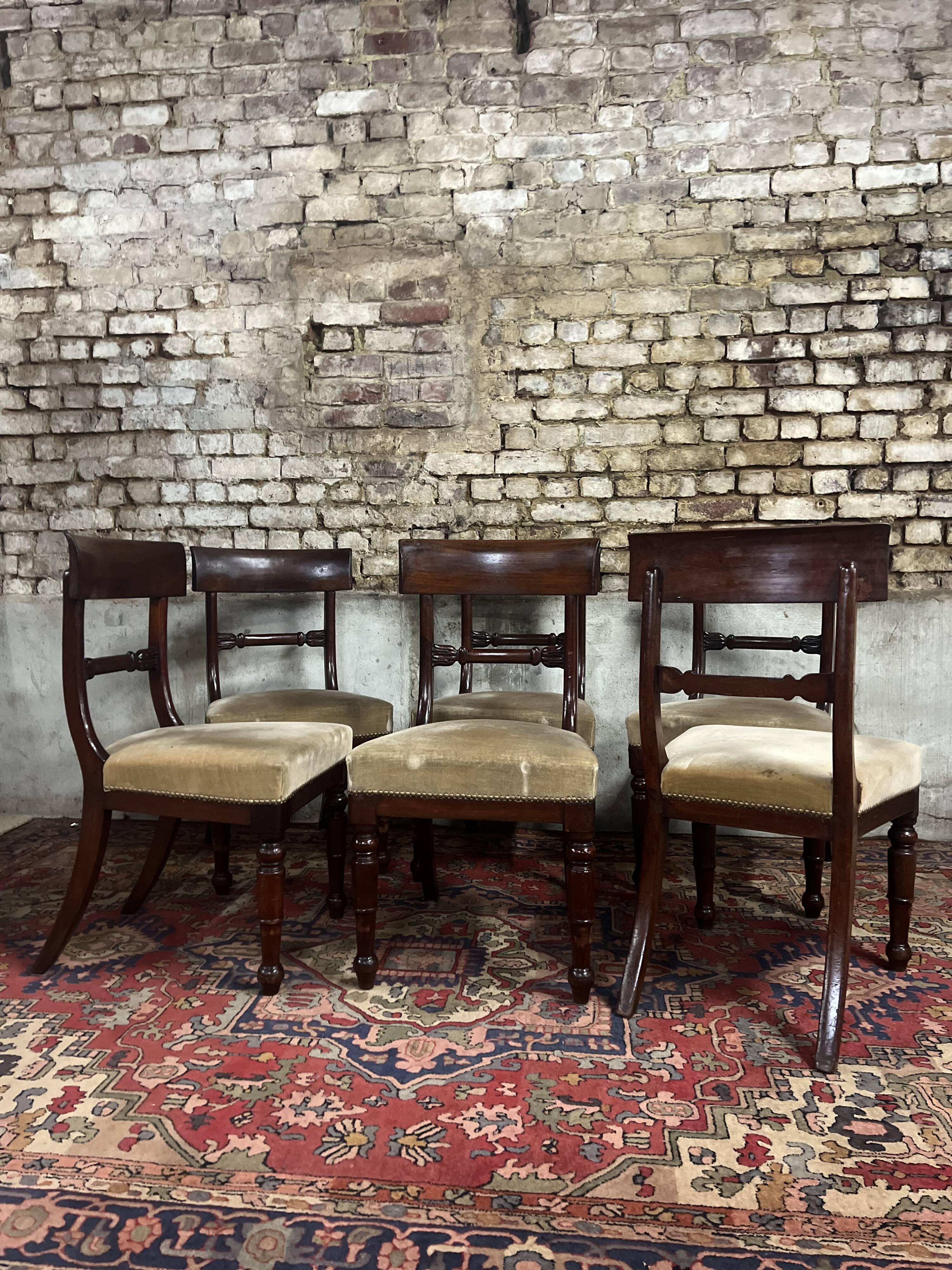 Suite Of Six Mahogany Chairs From The 19th Century Restoration Period