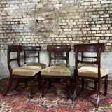 Suite De Six Chaises En Acajou D’époque Restauration XIX Eme Siècle