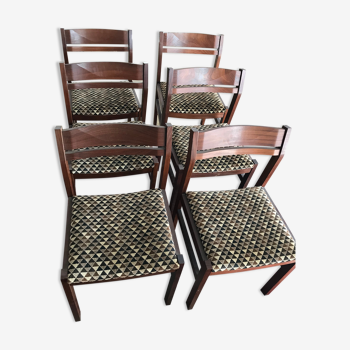 Series of six teak chairs