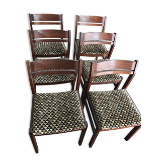 Series of six teak chairs