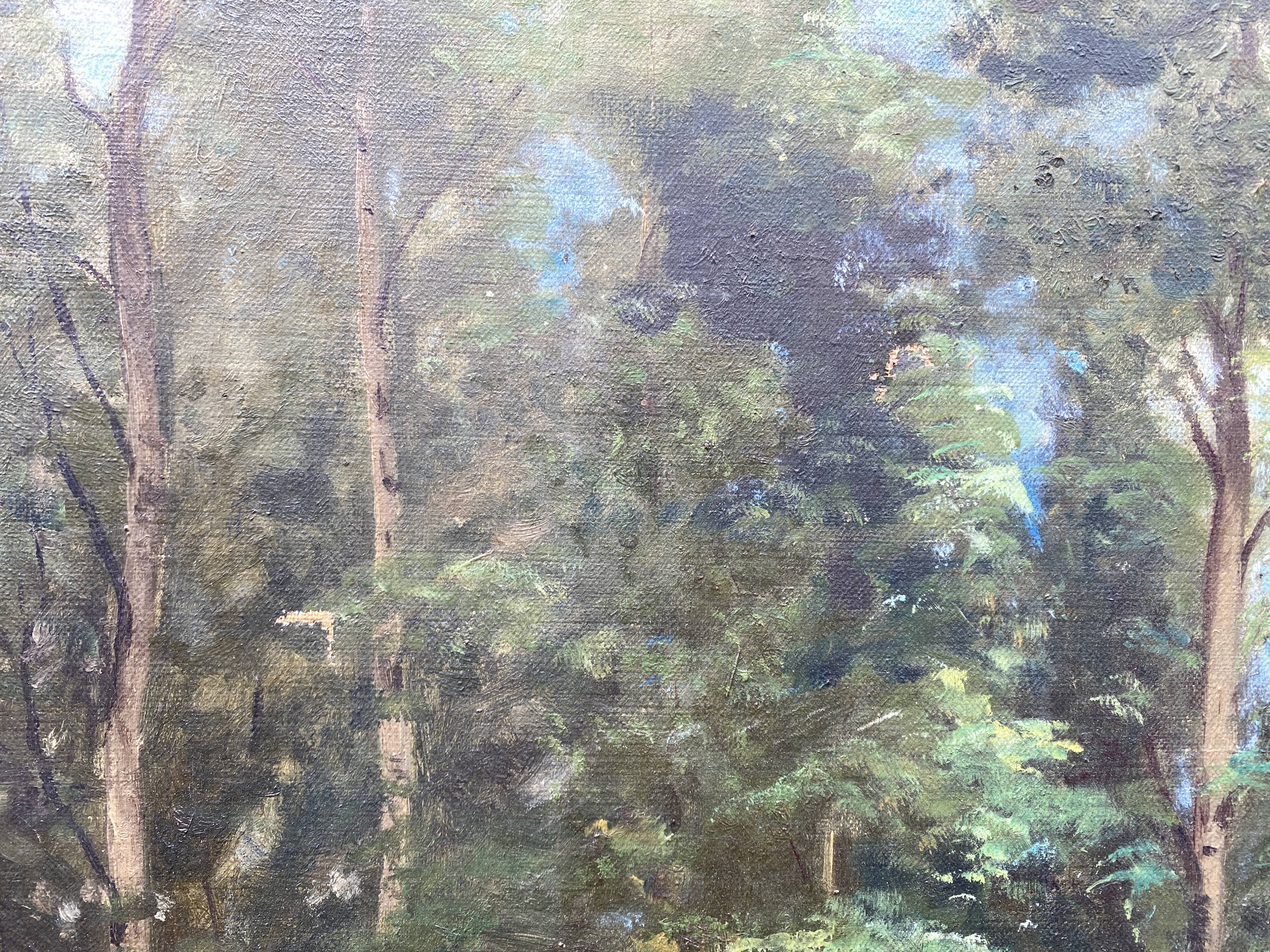 Oil on canvas, old landscape, early 20th century