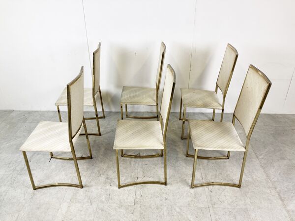 Chaises de salle à manger vintage en laiton par Belgo chrom, années 1970