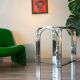 1970 chrome and smoked glass side table