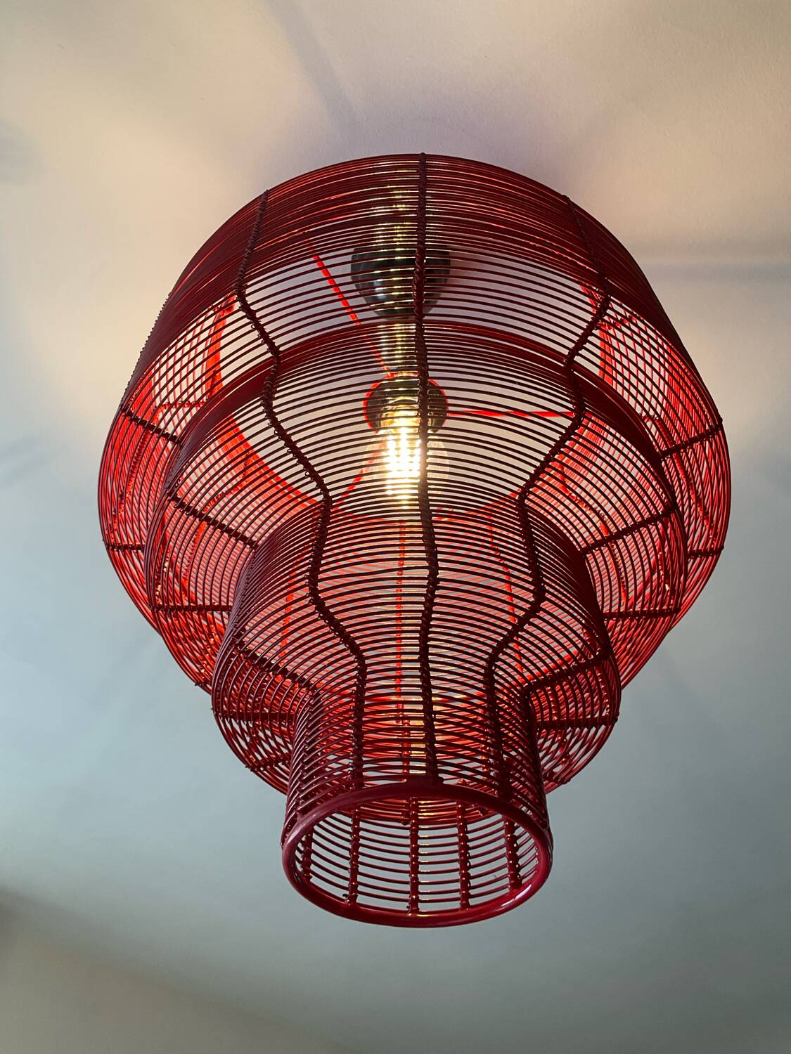 Vintage metal cage chandelier from the 80s