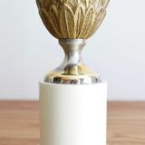 Golden and silver pineapple foot lamp, 70s