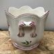 Old Cache Pot K&G LUNEVILLE Ceramic White Decoration Vintage Flowers