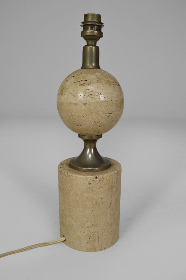 Lampe en travertin par Philippe Barbier, années 1960/1970